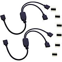 LitaElek 2pcs Cable Divisor LED de 4 Pines Conector de Tira LED Divisor de 2 Vías Y Splitter LED para SMD 5050 3528 2835…